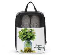Bouquet de trèfle vert dans un pot avec pièces d'or sac à chaussures pour voyage usage quotidien sac de rangement anti-poussière sac à chaussures de golf