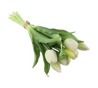 Bouquet de tulipes artificielles avec 7 fleurs en polyuréthane au toucher réaliste - Bouquet de tulipes artificielles de 33 cm pour centre de table de mariage, maison, bureau et décoration de fête