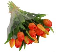 Bouquet de tulipes artificielles avec 7 fleurs en polyuréthane au toucher réaliste | Bouquet de tulipes artificielles réalistes pour centre de table de mariage, maison, bureau, fête et décoration de
