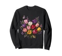 Bouquet de Tulipes Papillon Floral Jardin Printemps Nature Sweatshirt