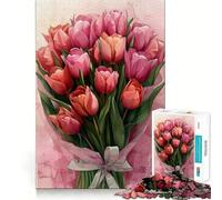 Bouquet de Tulipes radieuses Puzzle de 1000 pièces pour Adolescents Jeu de Puzzle Stimulant la réflexion Activité de Groupe Cadeau Classique Assembler (38x26cm)