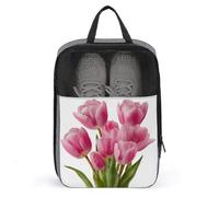 Bouquet de tulipes roses aquarelle sac à chaussures pour voyage usage quotidien sac de rangement anti-poussière sac à chaussures de golf