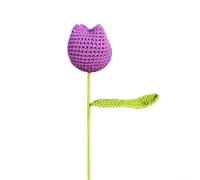 Bouquet de tulipes tissées à la main, 1 bouquet de fleurs artificielles en fil de crochet, design nécessitant peu d'entretien, touche vibrante pour la maison, le salon, la chambre à coucher (violet)
