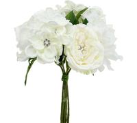 Bouquet déco de mariée avec roses artificielles, pivoines, hortensias