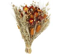 Bouquet décoratif de fleurs séchées Orange-Mix, Décoration de table naturelle, Fleurs sauvages séchées & herbes 42cm