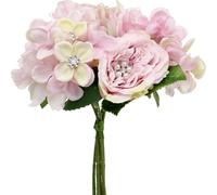 Bouquet décoratif vintage rose avec perles et cristaux pour mariage, décoration de table, env. 29cm