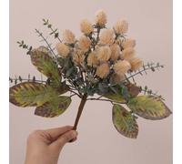 Bouquet d'éryngium artificiel : fleurs artificielles vibrantes pour décoration d'intérieur, bureau, centres de table de mariage et arrangements de fête, fleurs artificielles en plastique (blanc)