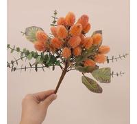 Bouquet d'éryngium artificiel réaliste en plastique pour ajouter des accents décoratifs aux espaces de vie, bureaux ou événements (orange)