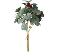 Bouquet d'eucalyptus artificiel conçu avec une texture réaliste et des veines détaillées pour une décoration contemporaine de maison et d'événement (rouge)