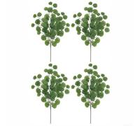 Bouquet d'eucalyptus artificiel d'automne, branches de feuilles d'eucalyptus d'automne artificielles en soie, pour décoration de festival d'automne (vert foncé)