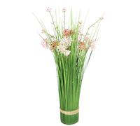 Bouquet d'herbe artificielle avec fleurs - Composition d'herbe - Bouquet d'herbe décorative - Herbe artificielle - Plante artificielle - Plante verte - Plante décorative - Herbe solitaire - Rose