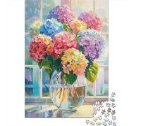 Bouquet d'hydrangee coloré 1000 Pièces Papier Écologique Jeu De Puzzle Couple Partenaires Jeu Amusant Et Stimulant Entraînement du Cerveau Cadeaux 52x38cm/1000pcs