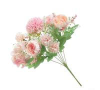 Bouquet d'œillets de pivoines artificielles en soie pour une décoration nécessitant peu d'entretien dans n'importe quel environnement intérieur ou extérieur (rose clair)