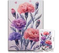 Bouquet d'œillets Pastel - Puzzle de 1000 pièces pour Adolescents - Jeu de développement de la logique pour des Moments précieux - Dimensions:38x26cm
