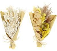 Bouquet DKD Home Decor Beige Jaune Fleur séchée (10 x 5 x 18 cm) (2 pièces)