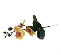 Bouquet d'orchidées artificielles, 3 têtes de fleurs phalaenopsis imprimées en 3D réaliste, décoration en plastique pour mariage, hôtel, hall de table (jaune)