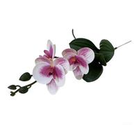 Bouquet d'orchidées artificielles, 3 têtes de fleurs phalaenopsis imprimées en 3D réaliste, décoration en plastique pour mariage, hôtel, hall de table (violet blanc)