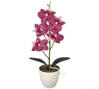 Bouquet d'orchidées phalaenopsis artificielles imprimées en 3D avec colle douce en pot avec base stable, orchidée papillon réaliste pour décoration d'intérieur, fête de mariage (rose)