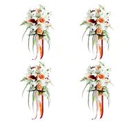 Bouquet En Cascade Agrémenté De Ruban Satin, Posy En Chute Pendante, Fleurs à Main Drapées, Lys, Roses Et Arums Associés à Des Rubans Satin élégants, Pour Mise En Scène De (Size:25*50cm,Color:M-4 PCS)