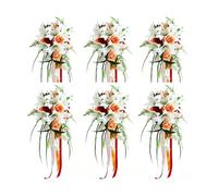 Bouquet En Cascade Agrémenté De Ruban Satin, Posy En Chute Pendante, Fleurs à Main Drapées, Lys, Roses Et Arums Associés à Des Rubans Satin élégants, Pour Mise En Scène De (Size:25*50cm,Color:M-6 PCS)