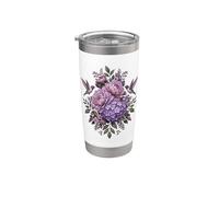 Bouquet floral Colibri Fleurs violettes Botanique Gobelet isotherme en acier inoxydable double paroi