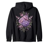 Bouquet Floral Colibri Fleurs Violettes Botanique Sweat à Capuche