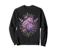 Bouquet Floral Colibri Fleurs Violettes Botanique Sweatshirt