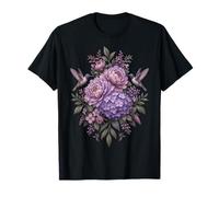 Bouquet Floral Colibri Fleurs Violettes Botanique T-Shirt