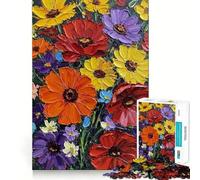 Bouquet Floral éclatant Puzzle de 1000 pièces pour Adultes Jeu de logique Découpe précise Bords Lisses pour Les réunions de Famille (38x26cm)