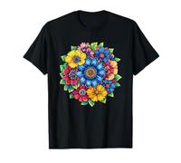 Bouquet Floral Mandala coloré de Fleurs Sauvages bohèmes T-Shirt
