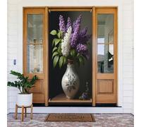 Bouquet moderne imprimé mauve No.135 Couvre-porte décoratif, bannière de porte pour intérieur/extérieur, printemps, été, automne, hiver, Halloween, Noël, décorations d'intérieur