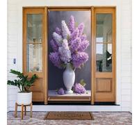 Bouquet moderne imprimé mauve No.136 Couvre-porte décoratif, bannière de porte pour intérieur/extérieur, printemps, été, automne, hiver, Halloween, Noël, décorations d'intérieur