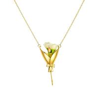 Bouquet Necklace Pendant - Copper Flower Vase Inspired Jewelry, Creative Floral Neck Chain Ornament, Aesthetic Spring Style Women Fashion Accessory, Elegant Gift For Wife Mom Daughter Grandma Valentin