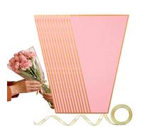 Bouquet Packaging Bags - 18 Inch Flower Wrap | OPP Gift Sleeves - 50 Piece Clear Pink Floral Holders With Ribbon For Florists Weddings Birthdays And Celebrations