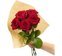 Bouquet 'Red Passion' - 5 tiges - Longueur de tige env. 50 cm - Bouquet de roses fraîches