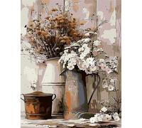 Bouquet Vintage Peinture Numero Adulte,sans Cadre DIY Kit de Peinture à l'Huile sur Toile pour Débutants avec Pinceaux et Acryliques pour Décoration D'Intérieur 45x60 cm