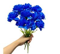 Bouquets de 28 cm à 10 tiges d'œillets,ne se décolorent pas, mini pétales en soie pourfond de mariage,décoration d'intérieur, mariage, festival(bleu foncé)