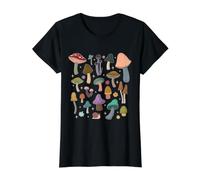 Bouquets de Champignons dans la Nature forêt bohème avec étoiles T-Shirt Graphique avec Valeur, Femme, Noir, L