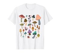 Bouquets de Champignons dans la Nature forêt bohème avec étoiles T-Shirt Graphique avec Valeur, Homme, Blanc, M
