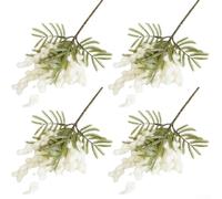 Bouquets de fleurs artificielles en plastique d'acacia jaune et blanc pour centres de table de mariage, arrangements de chambre, décoration d'intérieur, pastorale durable (blanc)