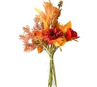 Bouquets de fleurs artificielles en soie pour décoration d'intérieur et de mariage, centre de table, plantes artificielles en soie pour décoration (rouge automne)