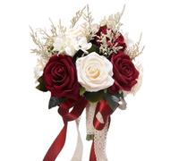 Bouquets de Mariage pour Demoiselle d'honneur, Fleurs artificielles en Soie avec Ruban de Style bohème Rustique pour décoration d'église (21,8 cm (Taille M))