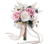 Bouquets De Mariage pour La Mariée, Champagne Blanc Et Rose Bordeaux Bouquets De Mariée pour La Mariée, Bouquet De Fleurs Artificielles pour La Décoration De La Maison De L'église De Mariage