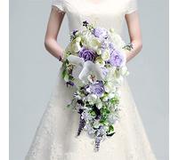Bouquets de mariage pour mariée - Fleurs artificielles violettes - Bouquet de mariage pour mariée - Bouquet de mariée - Bouquet de mariée en forme de goutte - Bouquet de mariée pour plage et église