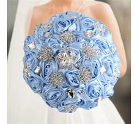 Bouquets de mariée et de demoiselle d'honneur avec strass en soie et perles faits à la main R2 18 cm