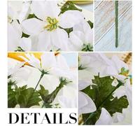 Bouquets de poinsettia faciles - Six belles fleurs artificielles avec sept têtes chacune pour les vacances (blanc)