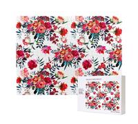 Bouquets Floraux Chics et Lumineux de Couleur Rouge Marine,Puzzle Familial en Bois de 500 pièces pour Adultes et Adolescents, décoration d'intérieur