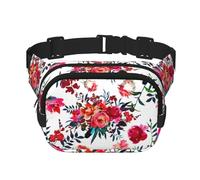 Bouquets Floraux Chics et Lumineux de Couleur Rouge Marine,Sac Banane carré Double Couche, Sac de Poitrine