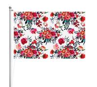 Bouquets floraux chics et lumineux, rouge et bleu marine,Drapeau de jardin, bannière décorative, drapeau double face, 2 x 3 pieds, pour extérieur et intérieur