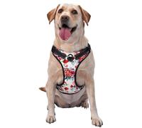Bouquets Floraux Chics et Lumineux, Rouge et Bleu Marine,Harnais pour Animaux de Compagnie, Harnais réfléchissant réglable pour Chien,M